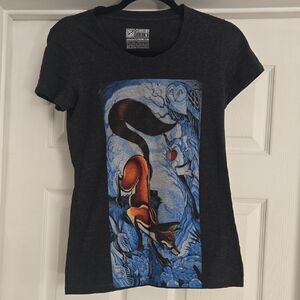 Dark Gray Graphic T-Shirt with Fox Design